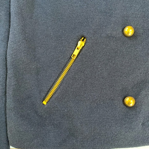 Ann Taylor Sweater Women's Size L Navy with Gold Buttons Military-Inspired - Picture 5 of 10